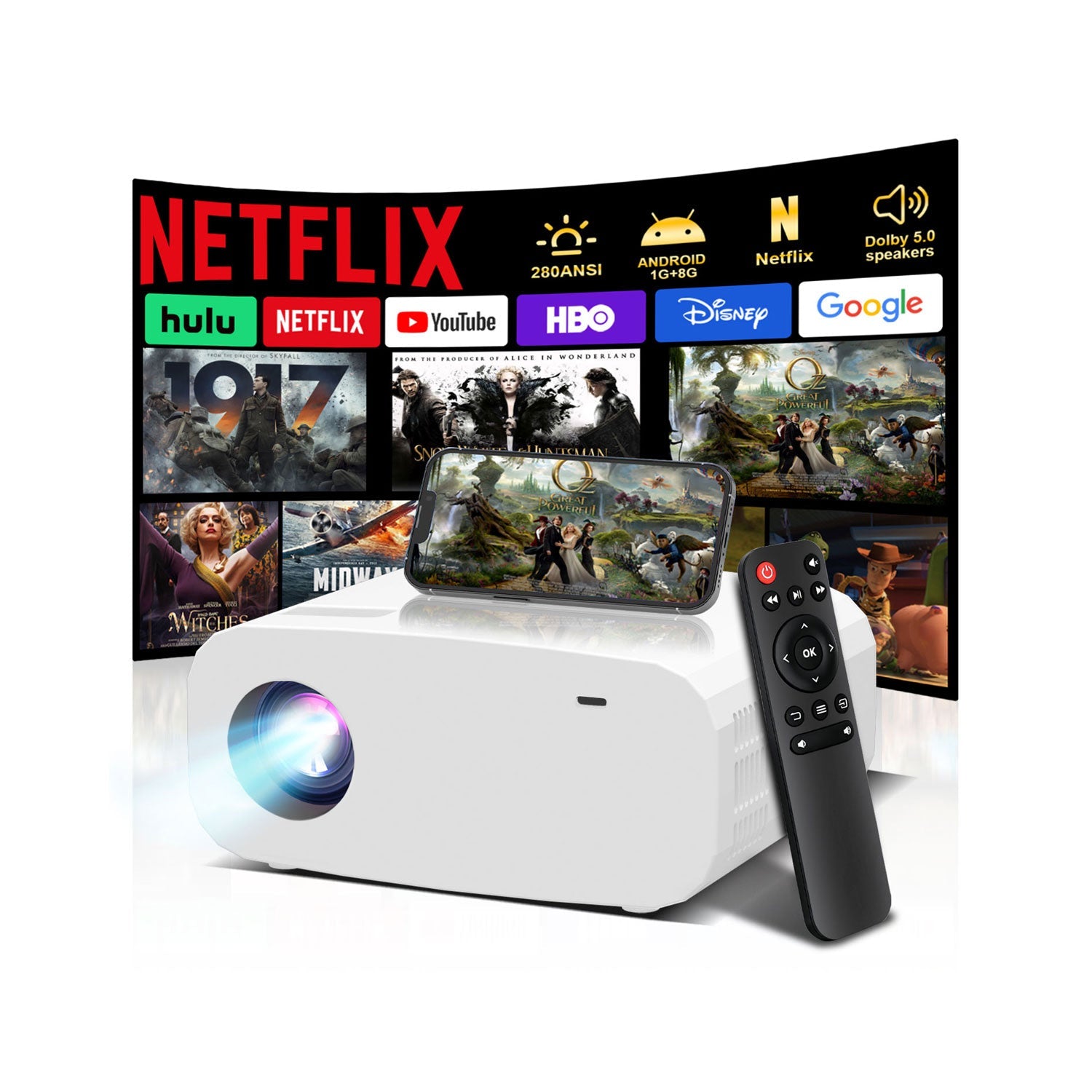 The P7Pro smart projector, 4K high-definition screenprojection, native 1080p, creating a small cinemain the bedroom